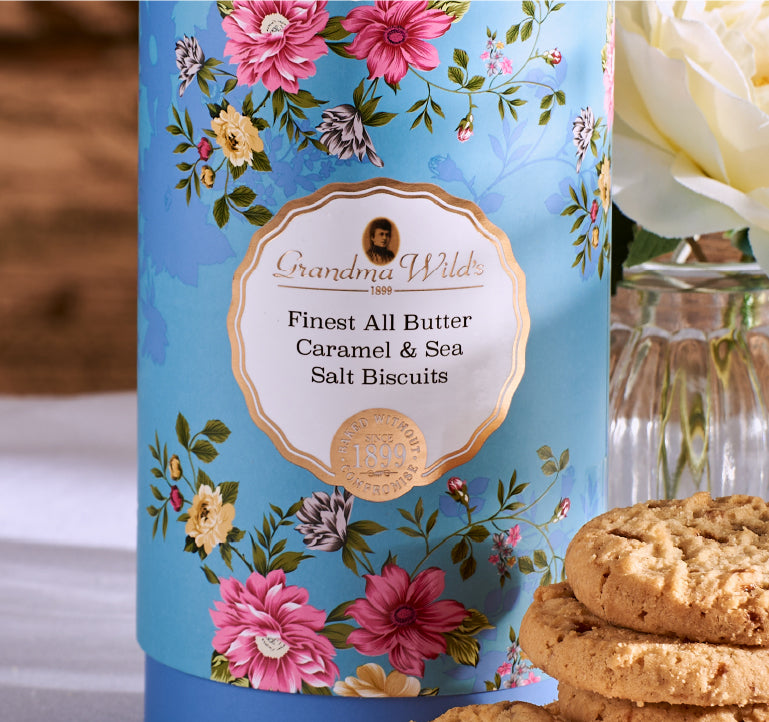 Victorian Floral Tube Buttery Salted Caramel Biscuits