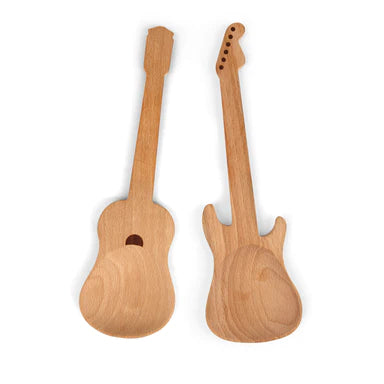 Guitar Wooden Serving Spoons Set of 2