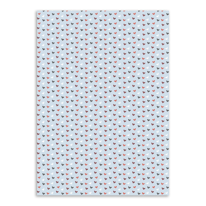 Hearts on Blue Gift Wrap Sheet