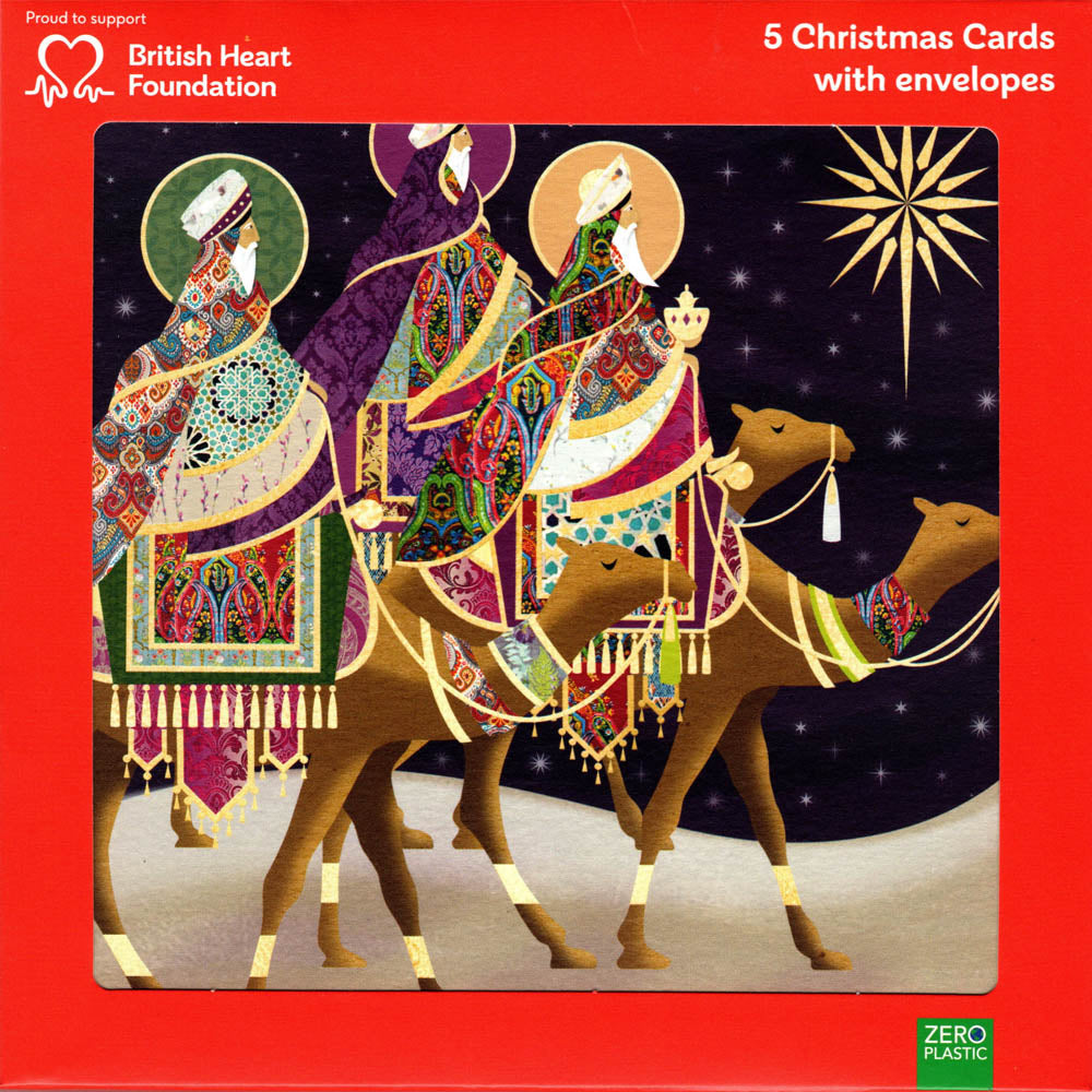 NEW 5 BHF Christmas Cards with Envelopes The Three Kings St Martin